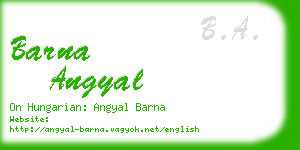 barna angyal business card
